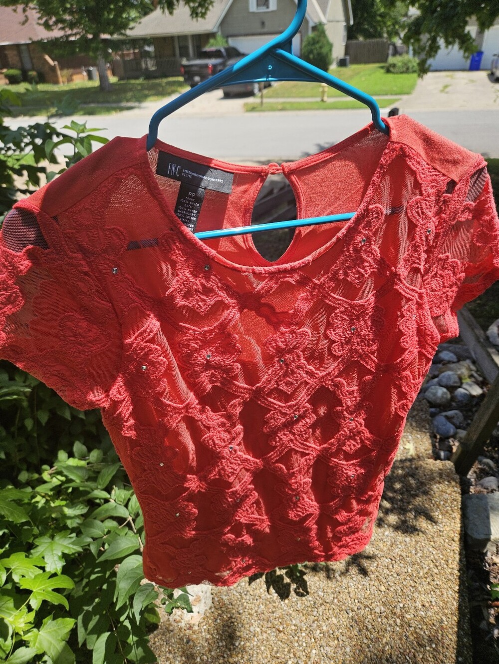 I.N.C International Concepts Embroidered Illusion Top